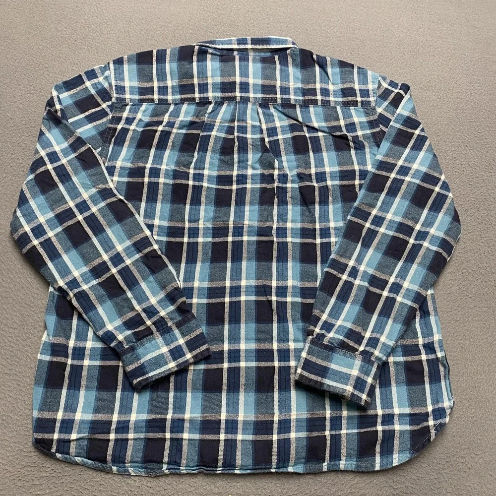 North Face Shirt Mens Large Blue Plaid Flannel‎ Button Down Outdoor Casual